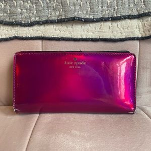 KATE SPADE NOT PINK METALLIC CARD WALLET